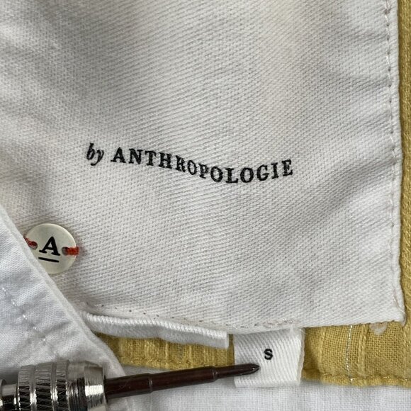 A by Anthropologie Anarok Button Down Womens Small White Eyelet Coat - Picture 6 of 8